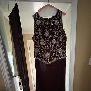 JKARA Brown sparkling evening gown and matching shall!